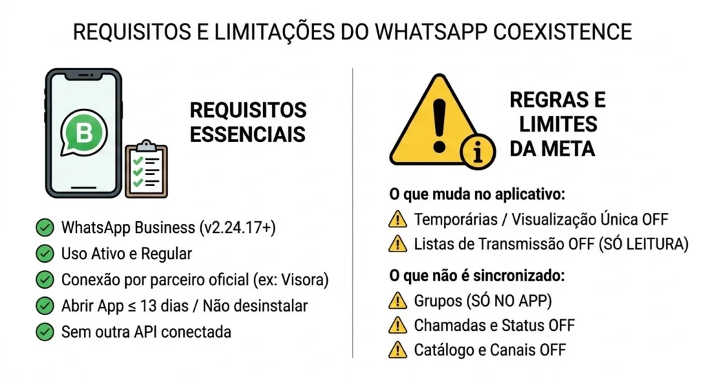 Requisitos e limitações do WhatsApp Coexistence